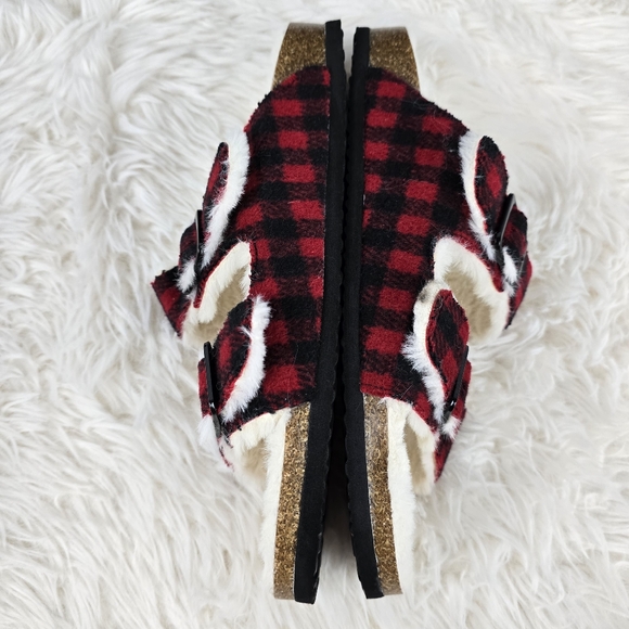 Madden Girl Plaid Faux Fur Slide Sandals - Picture 10 of 13